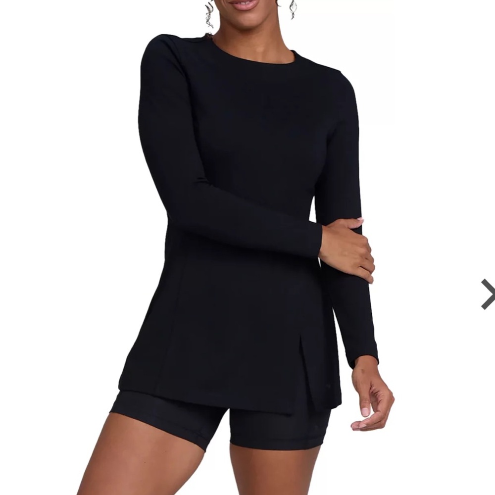 Bad Birdie Long Sleeve High Slit Tunic Crewneck Athletic Pullover Golf Tennis XS